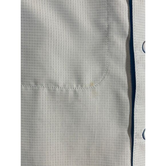 Habit 40+ Men's Solar Factor Short Sleeve Button Up Shirt Size M Light Blue - Picture 10 of 12